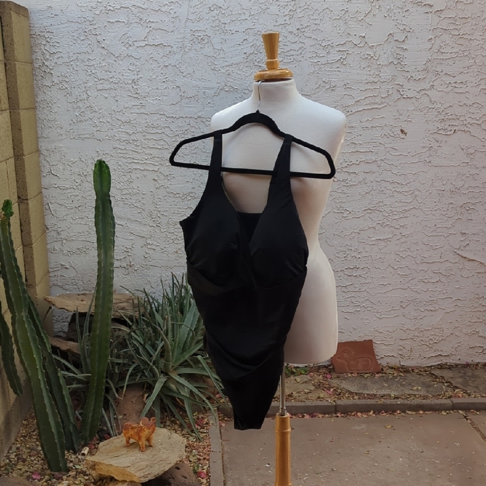 Swimsuits For All Black One-Piece with Halter Neck